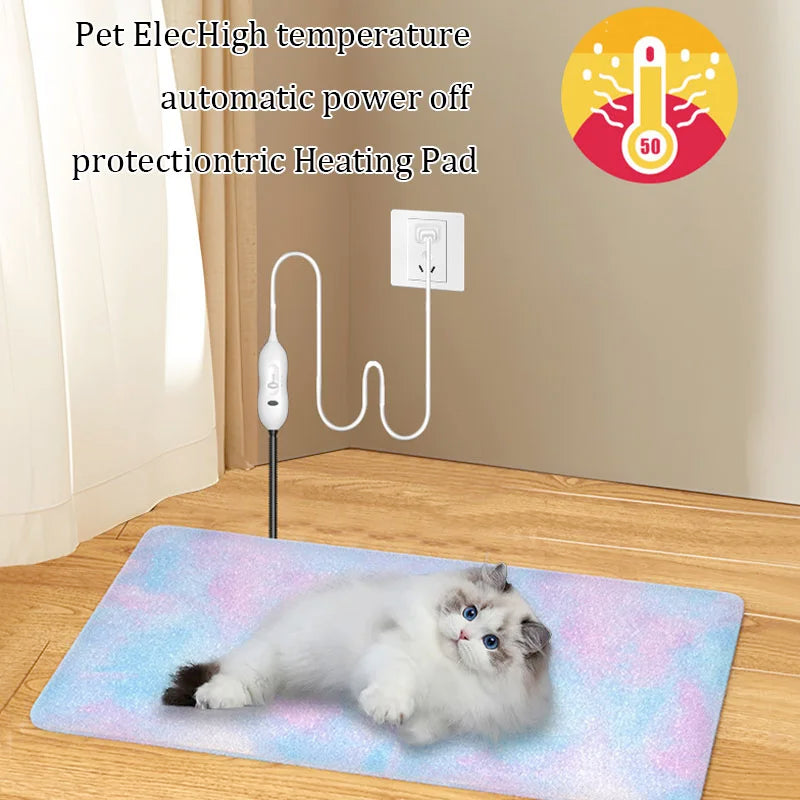 Waterproof Pet Heating Pad Electric Blanket Dog Cat Winter Warmer Pad Adjustable Temperature Dog Mattress US/UK/EU - Play Paws Toys