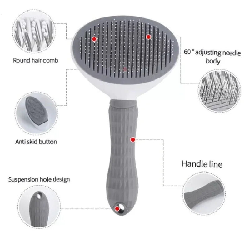 Pets Grooming Brush Self-Cleaning Dog &   Cat Hair Remover Deshedding Massage Comb