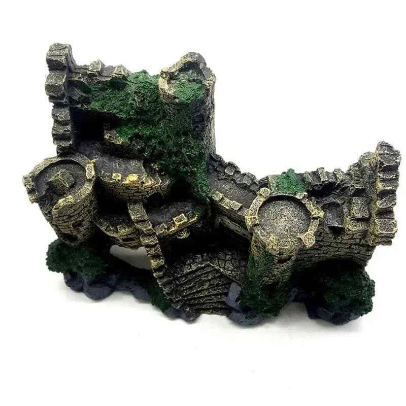 New Resin Artificial Fish Tank Ancient Castle Decoration Aquarium Rock Cave Building Decoration Aquatic Landscaping Ornament