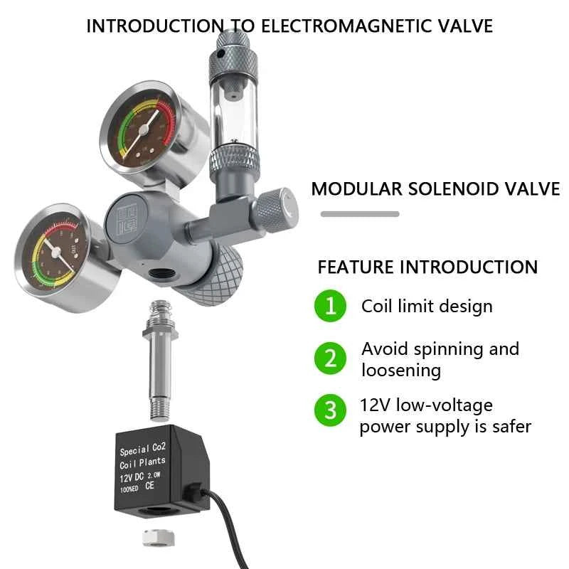 ZRDR aquarium CO2 regulator solenoid valve bubble counter is used for CO2 gas cylinder fish tanks CO2 pressure reducing valve