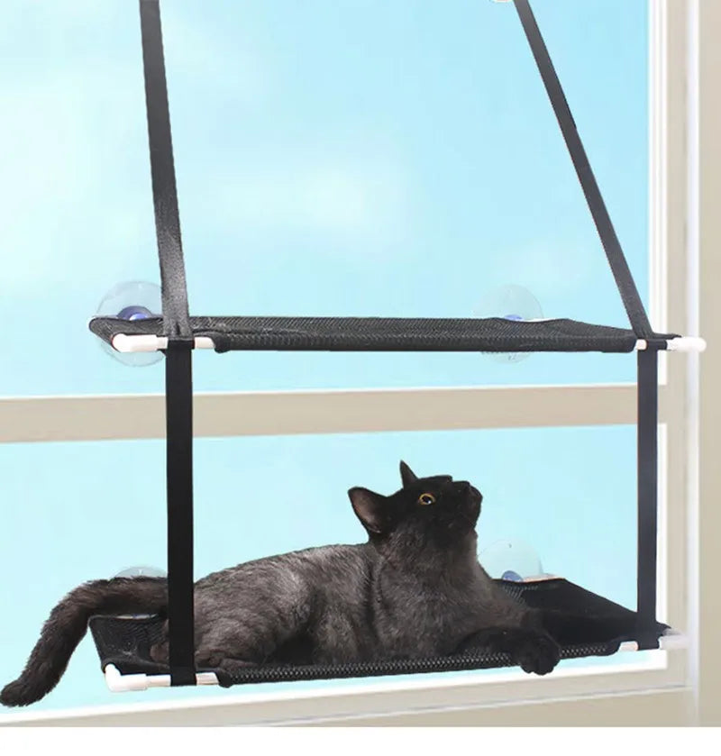 Cat Hammock Window Bed Kitten Sunny Seat Hanging Mount Beds Cat Sofa double-decker tunnels Suction Cup Wall Pet Hanging Winter - Play Paws Toys