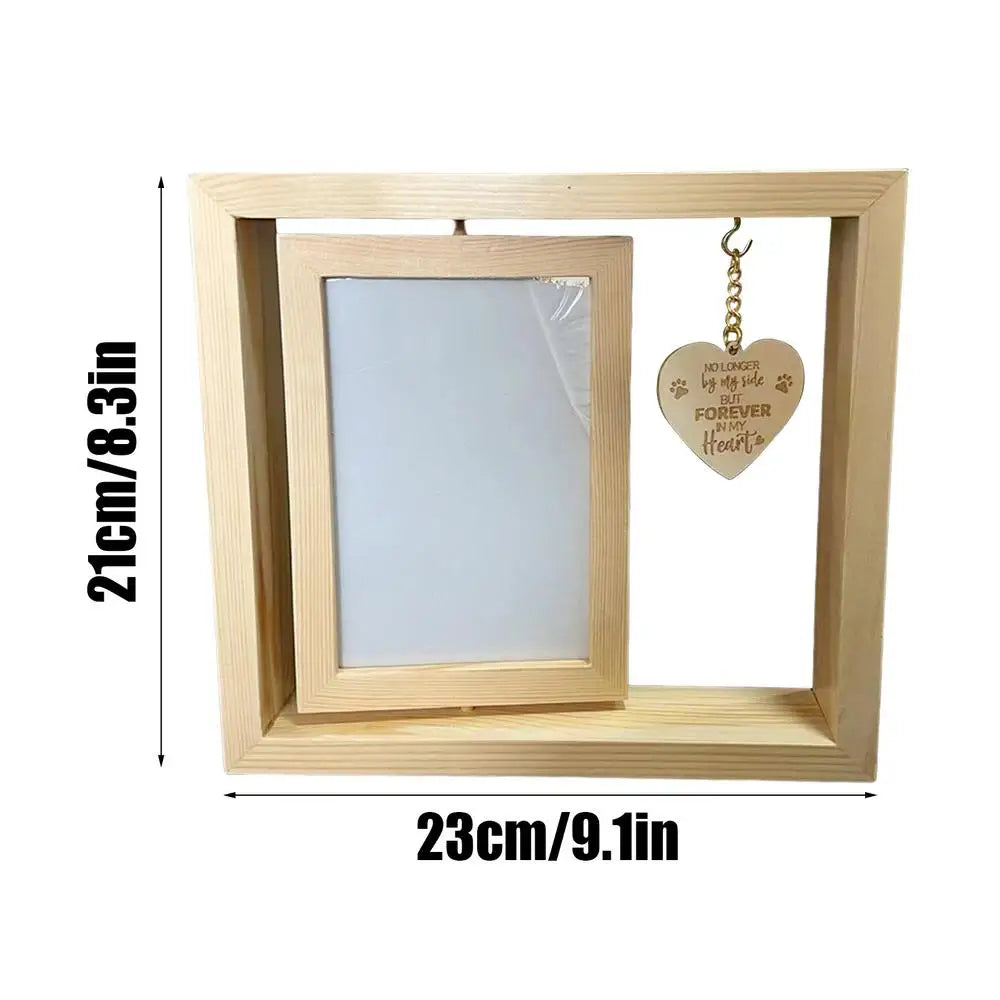 Pets Rotatable Photo Frame Memorial Desktop Photo Frame Heart Pendant Dog Memorial Home Table Decoration For Bedroom Living Room