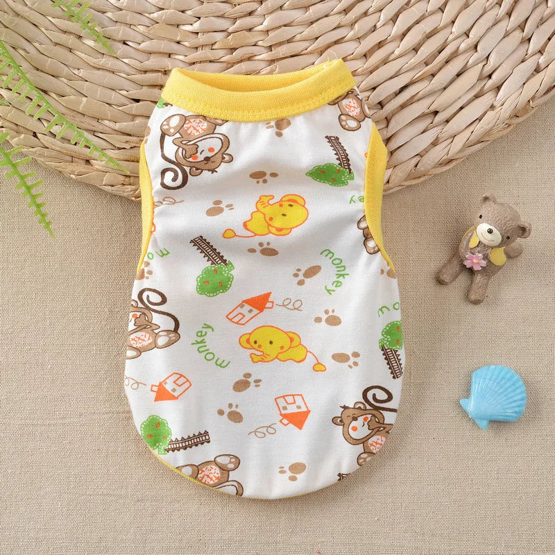 Cotton Vest Dogs Clothes For Small Dogs Chihuahua Clothes Summer Animals Cartoon Vest Dog T-Shirt For Small Dog Medium Yorkshire