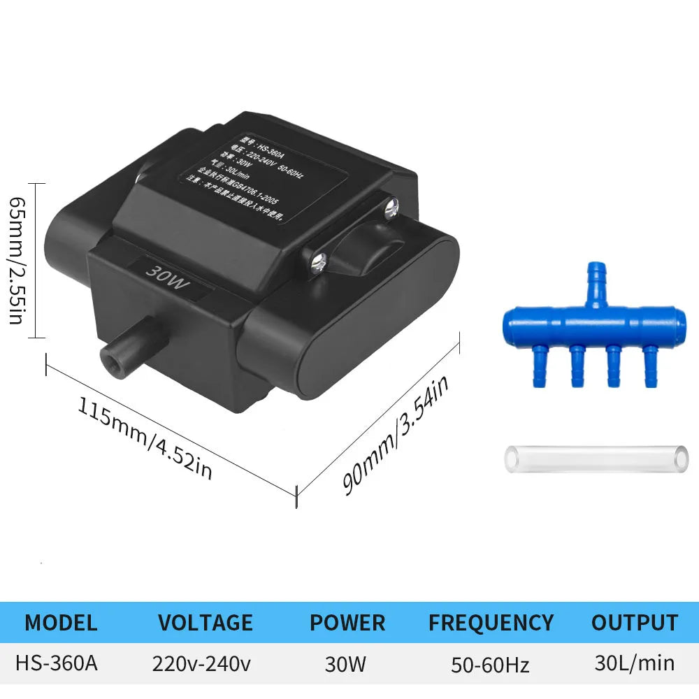 Aquarium Air Pump Fish Oxygen Aerator Pump Basement Aquarium Hydroponic 4 Outlets Air Pump Bubbler with Accessories Fish Tank
