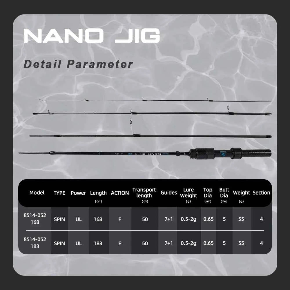 MIFINE NANO JIG Travel Spinning Rod 4 Sections 30T Carbon Fiber Power UL Lure 0.5-2g Ultralight Trout Fishing Poles Solid Tips