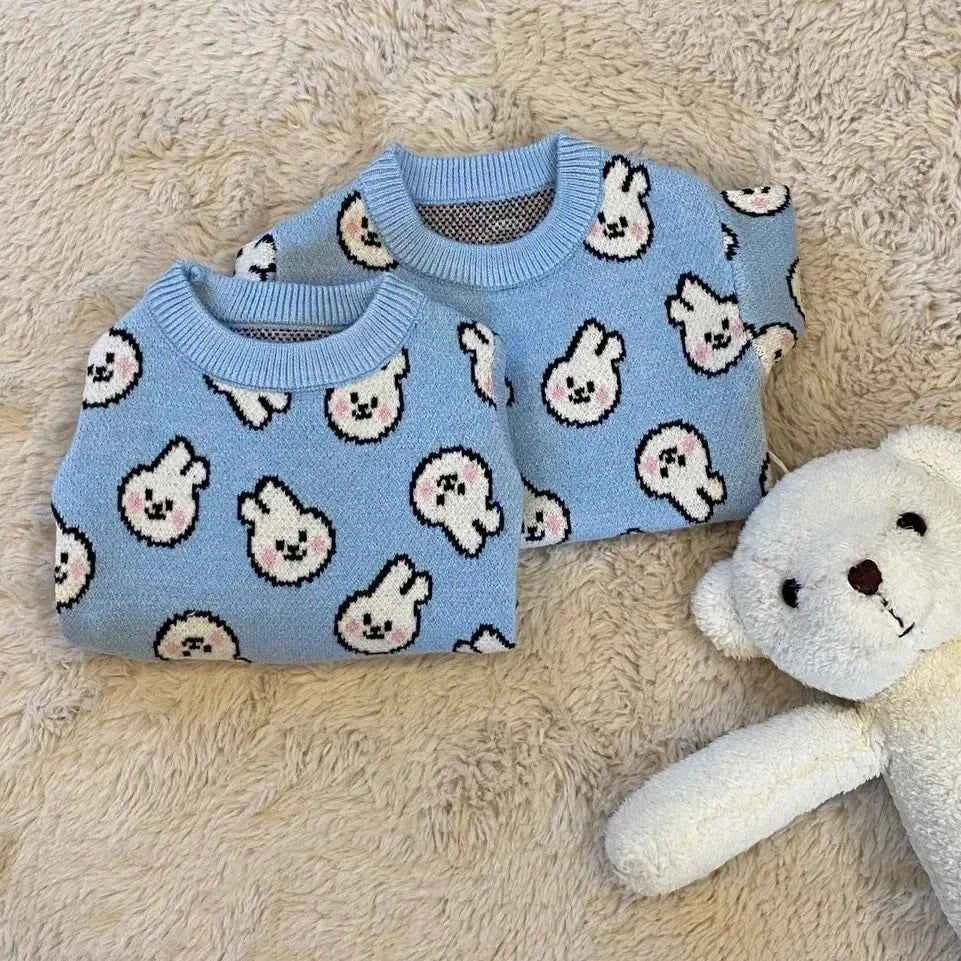 Blue Rabbit Dog Clothes Pet knitted Sweater Autumn and Winter Clothes Teddy Cat Bottoming Shirt Puppy Warm Pullover XS-XL