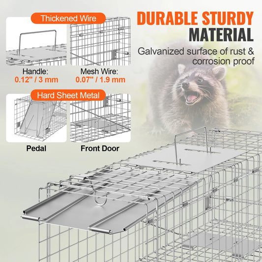 SucceBuy Live Animal Cage Trap Humane Cat Rodent Control Folding with Handle for Stray Cat Rabbits Squirrels Raccoons Groundhogs - Play Paws Toys