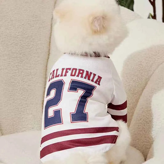 CALIFORNIA 27 Mesh Breathable Dog Jersey Basketball Clothing Teddy Sport Puppy T-Shirts Summer Pet Cat Shirts for Small Dogs