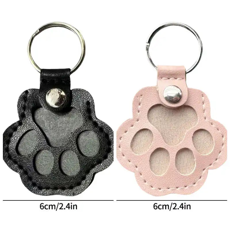 Memorial Leather Pet Hair Storage Bag Cat Paw Keychain Kitten Souvenir Fur Container Pendant Portable Handmade Key Accessories