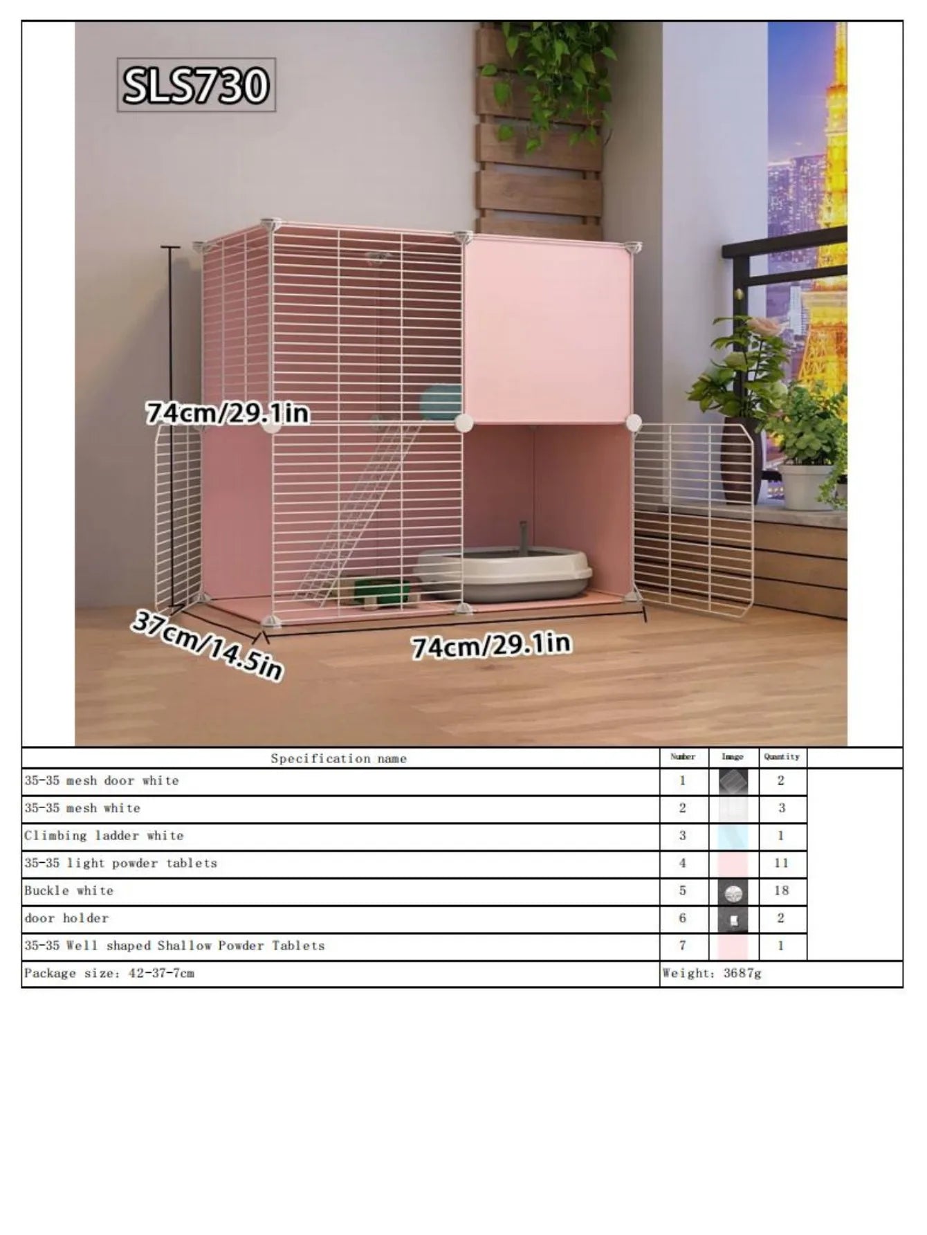 Cat Cage for Home Use, Indoor Free Space Cat House, Cat Shelter, Cat Nest, Pet Cage, Three-Story Small Cat Villa - Play Paws Toys
