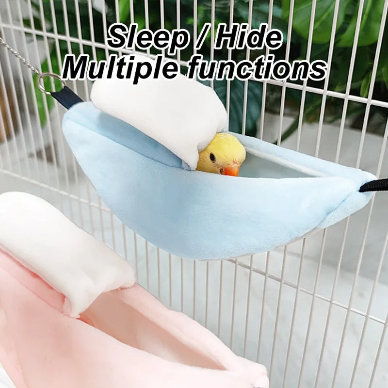 1PC Winter Warm Banana Shape Parrot Bed Bird Nest Parrot Nest Hammock Bed Toy for Pet Bird Hamster Cage Hanging Bed Sleeping Bag