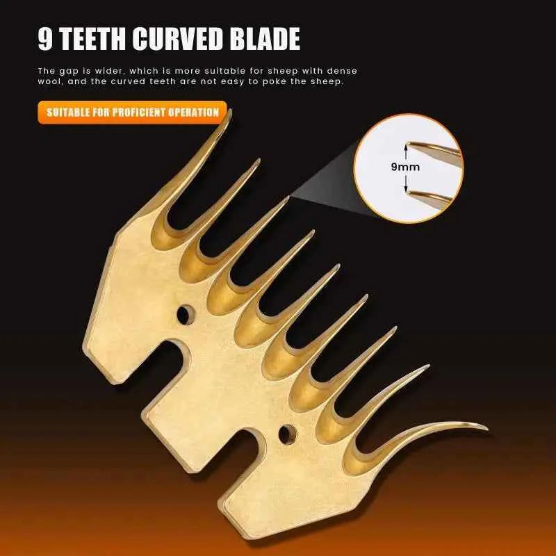 9 Teeth Stainless Steel Golden Sheep Shears Comb Cutter Wool Scissors Blade Goats Comb Cutter Straight/curved Wool Blade Tools