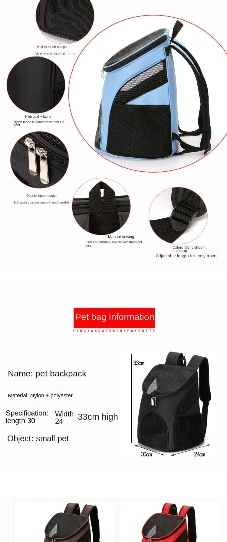 Cat Carrying Bag Foldable Double Shoulder Portable Pet Products Travel Outdoor Breathable Backpack Factory Direct Selling - Play Paws Toys