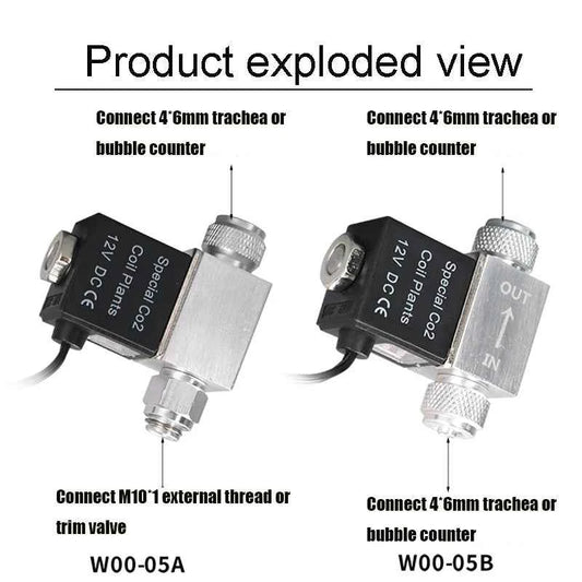 Aquarium Solenoid Valve CO2 System Regulator Aquarium Accessories Electric Low Temperature Magnetic Valve For Fish Tank DC12V