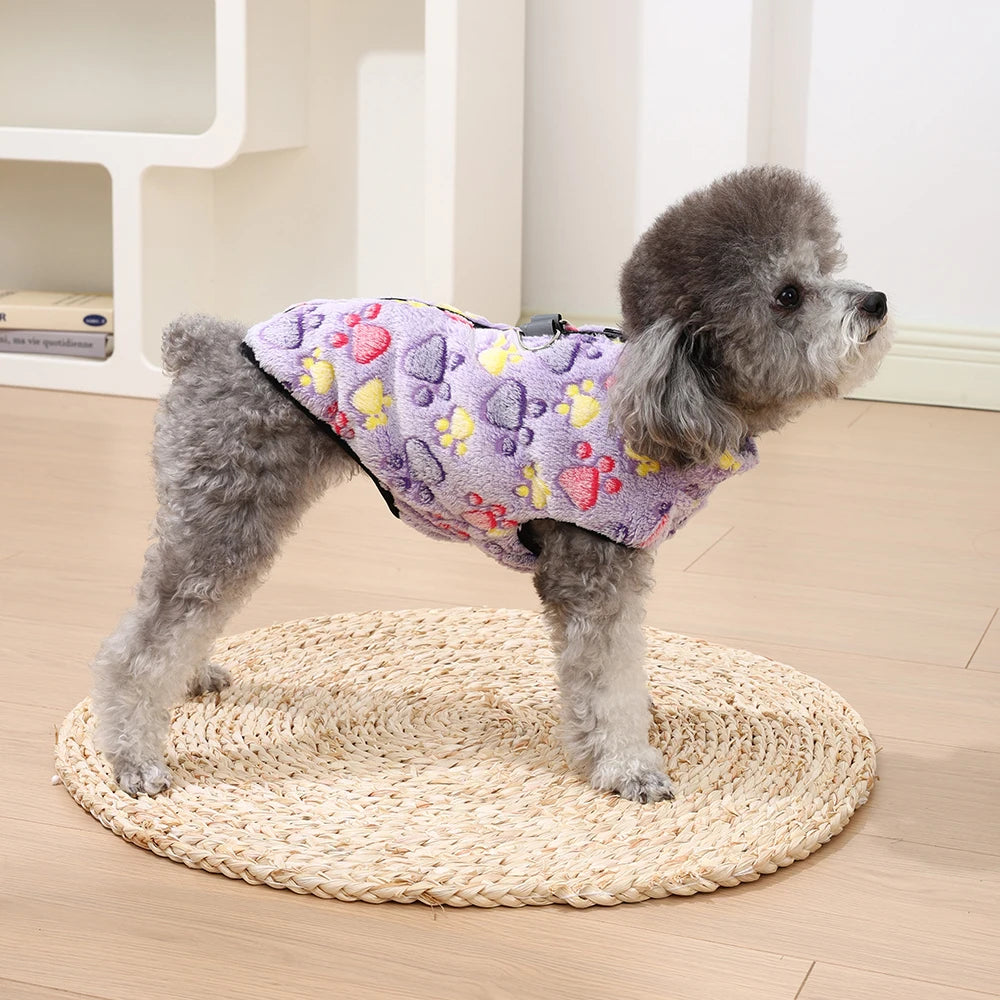 Autumn Winter Puppy Jacket Soft Fleece Clothes For Small Dogs Overalls Cute Paw Print Chihuahua Coat Yorkshire Vest Pet Costume