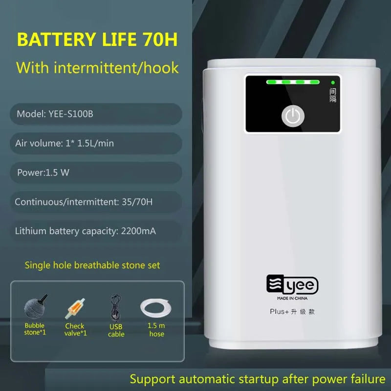 Fish tank oxygen pump charging dual-purpose air pump USB lithium battery household portable silent fishing tool outdoor