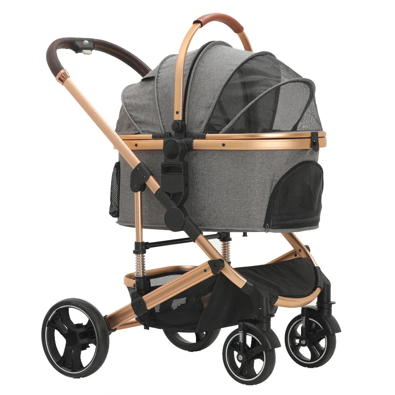 Factory Wholesale Pet Stroller and Carrier Luxury 4 Wheels Pet Portable Folding Travel Dog Trolley for Big and Small Dog - Play Paws Toys