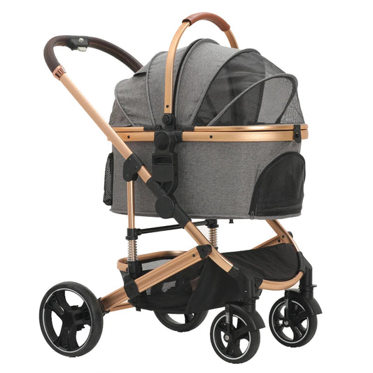 Factory Wholesale Pet Stroller and Carrier Luxury 4 Wheels Pet Portable Folding Travel Dog Trolley for Big and Small Dog - Play Paws Toys