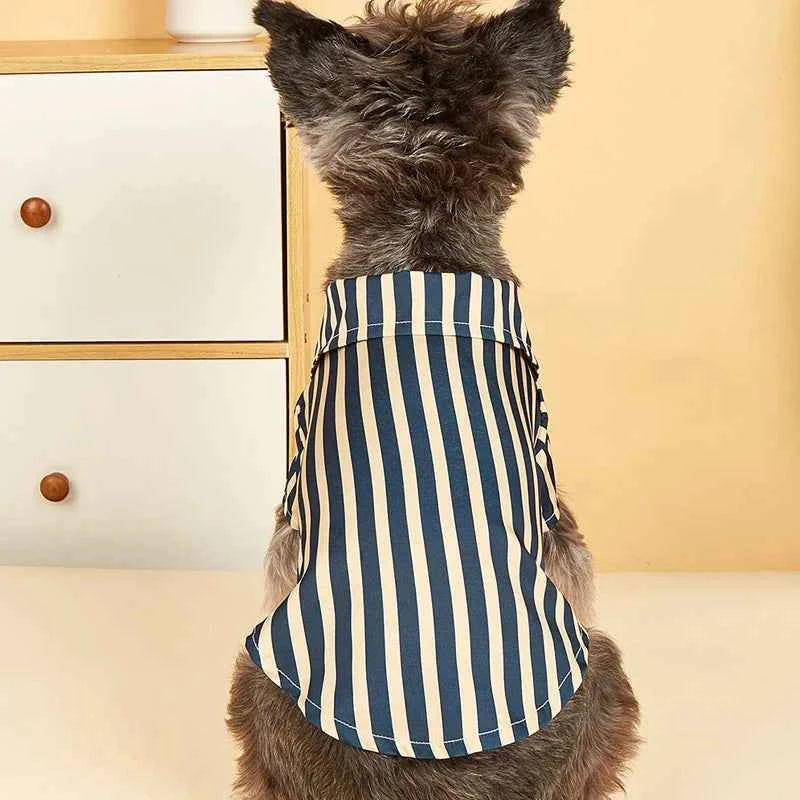 Cooling Summer Pet Clothes Vertical Stripe Shirts for Small Dogs Cats Schnauzer Chihuahua Yorkshire mascotas Clothing CatApparel