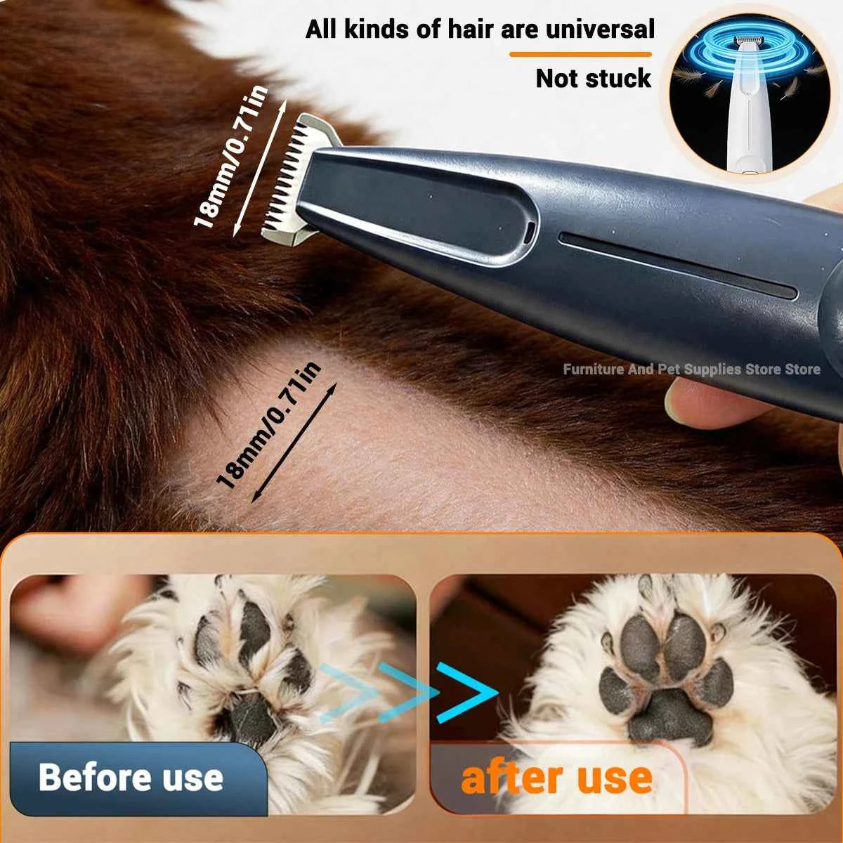 New LED/UV light dog paw trimmer fully waterproof pet hair trimmer with LED anti misoperation display screen dog and cat trimmer