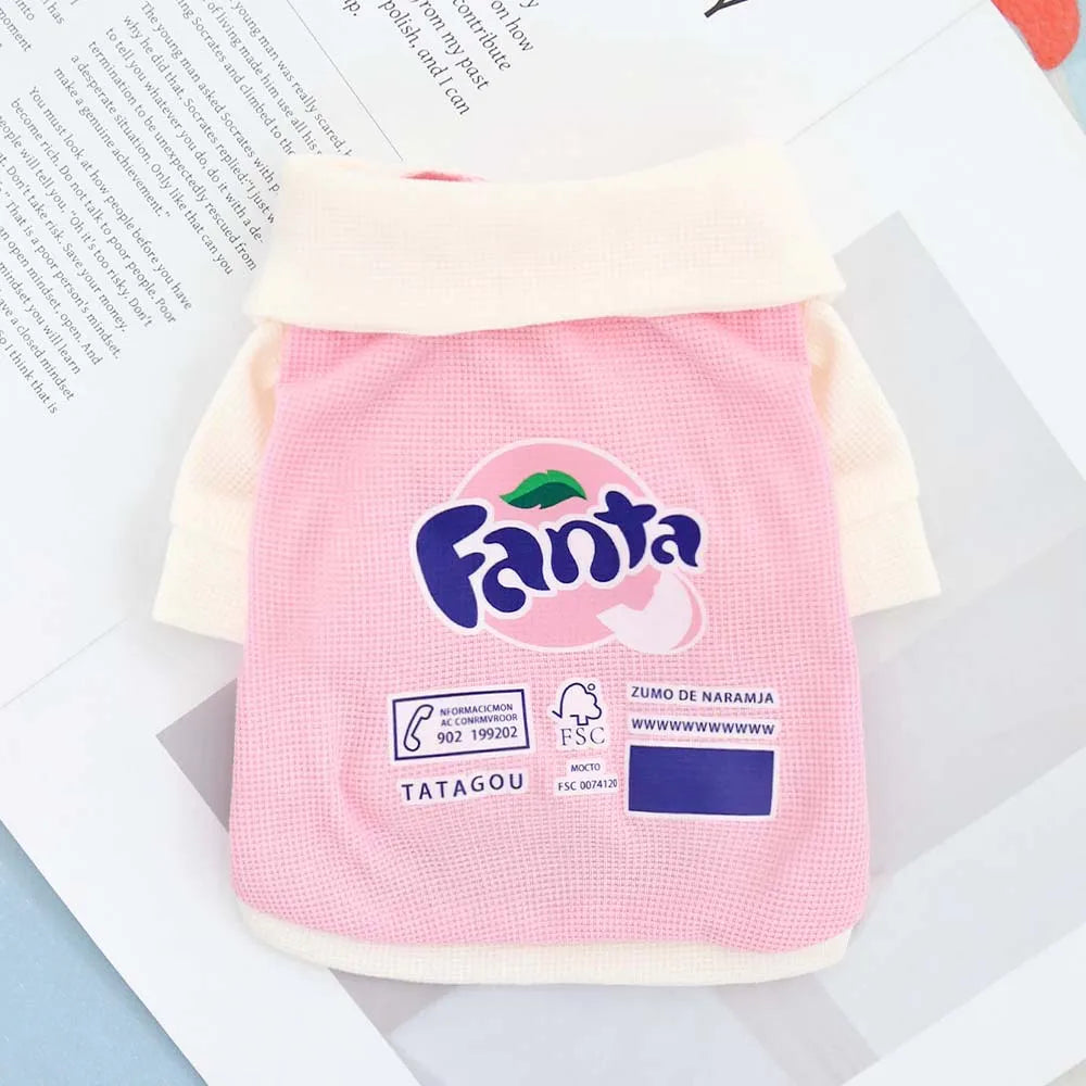 New Spring and Autumn Cat and Dog Pet Universal Cartoon Polo Shirt, Simple Clothes, Fruit Soda, Cute, Western Style, Comfortable