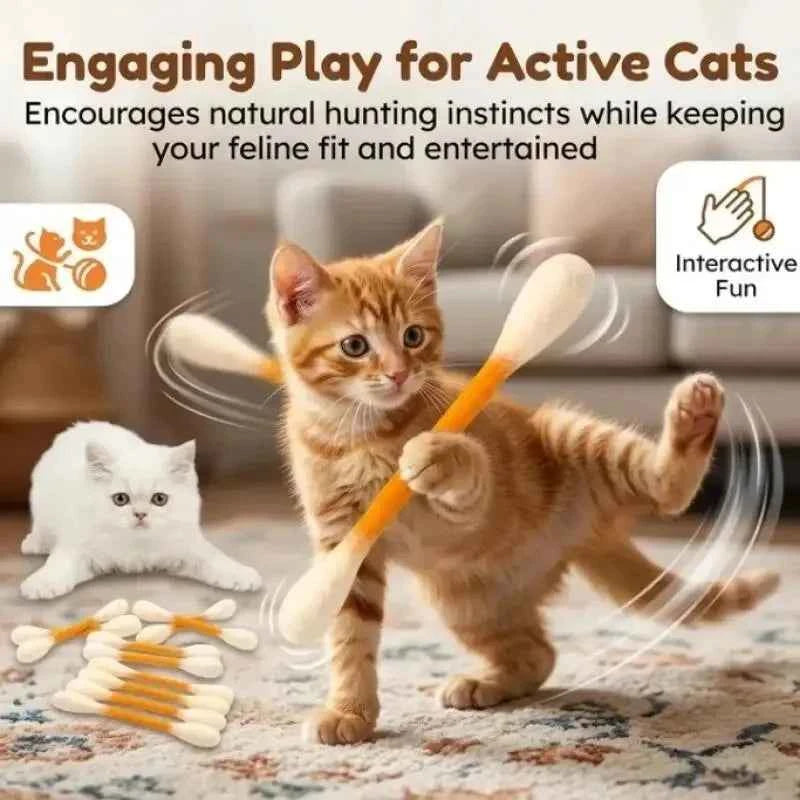 1-8Pcs Creative Large Cotton Swab Shaped Catnip Toy Giant Kitten Grinding Biting Stick Durable Teeth Cleaning And Grinding Rope