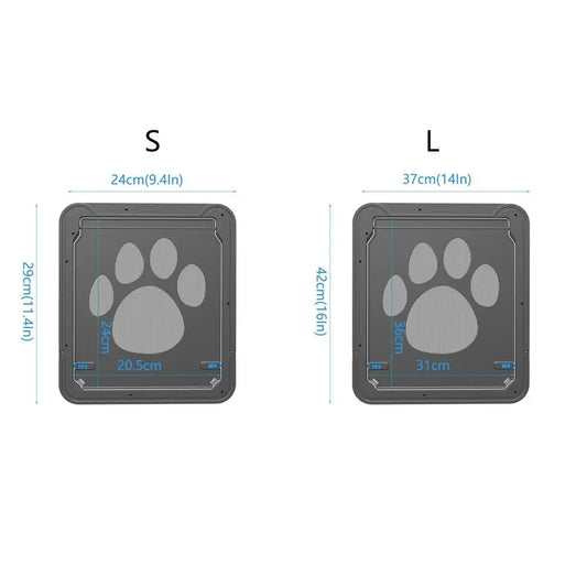 Plastic Pet Lockable Screen Door Magnetic Flap Automatic Lock Dog Flap Door Weatherproof Ventilation Self-Closing Pet Door - Play Paws Toys