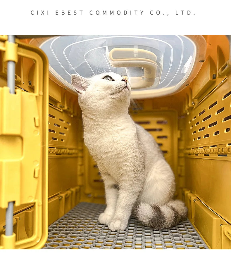 Pet Supplies Car Portable Cat Cage Portable Foldable Flight Case Breathable Kennel For Outing Pet Check-in Box - Play Paws Toys