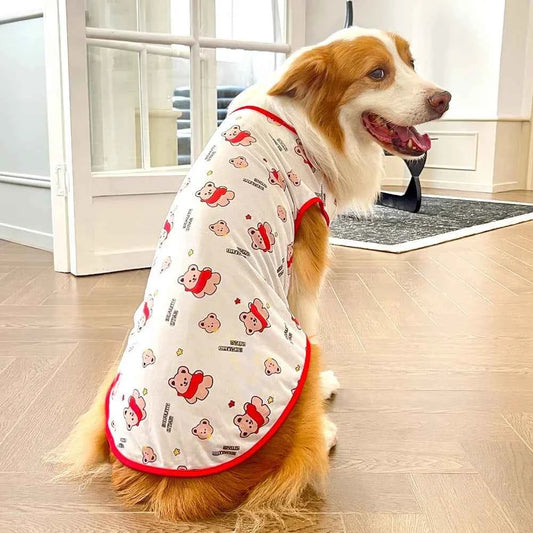 L-7XL  Dog Vest Cute Print Breathable Thin T-Shirt For Medium Large Dog Fashion Vest Large Dog Golden Retriever Clothes