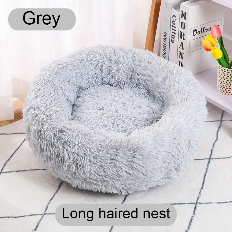40-60cm Round Pet Bed for Large Dog Bed Super Soft Cat Bed Long Plush Dogs Basket Cushion Cat Bed Cat Mat Animals Sleeping Sofa