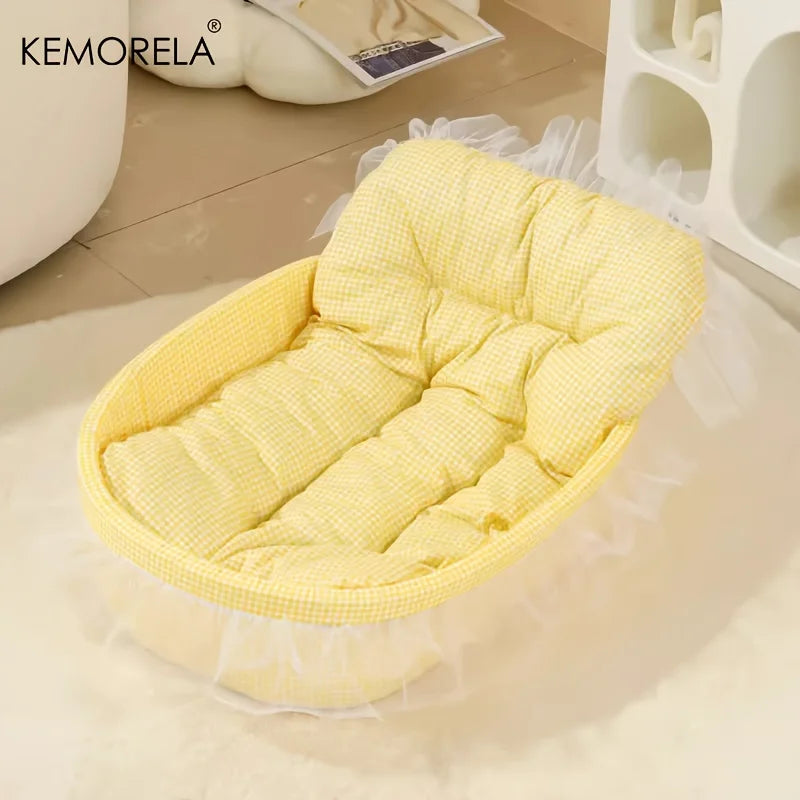 KEMORELA Gauze-edged Cat Princess Sofa Bed Washable and Removable - Universal Pet Mat for All Seasons Suitable for Cats and Dogs - Play Paws Toys