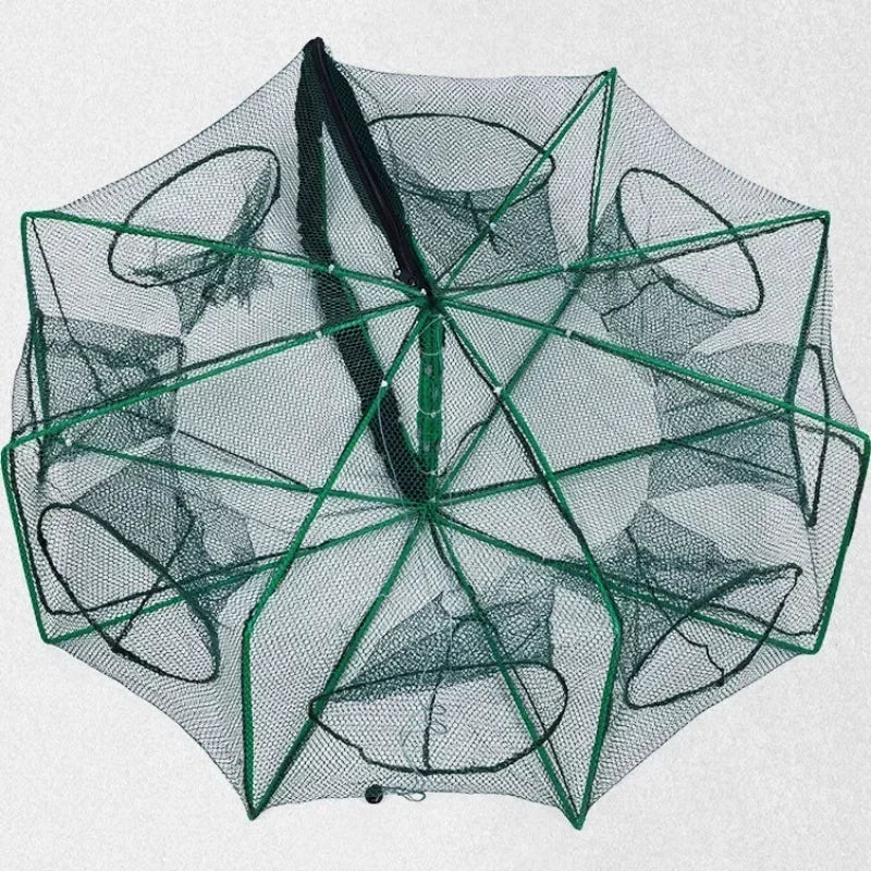 Fishing Net Mesh Folded Hexagon Octagon 8 Hole Hand Fishing Net Casting Nets Crayfish Shrimp Catcher Tank Trap Cage Mesh Tool