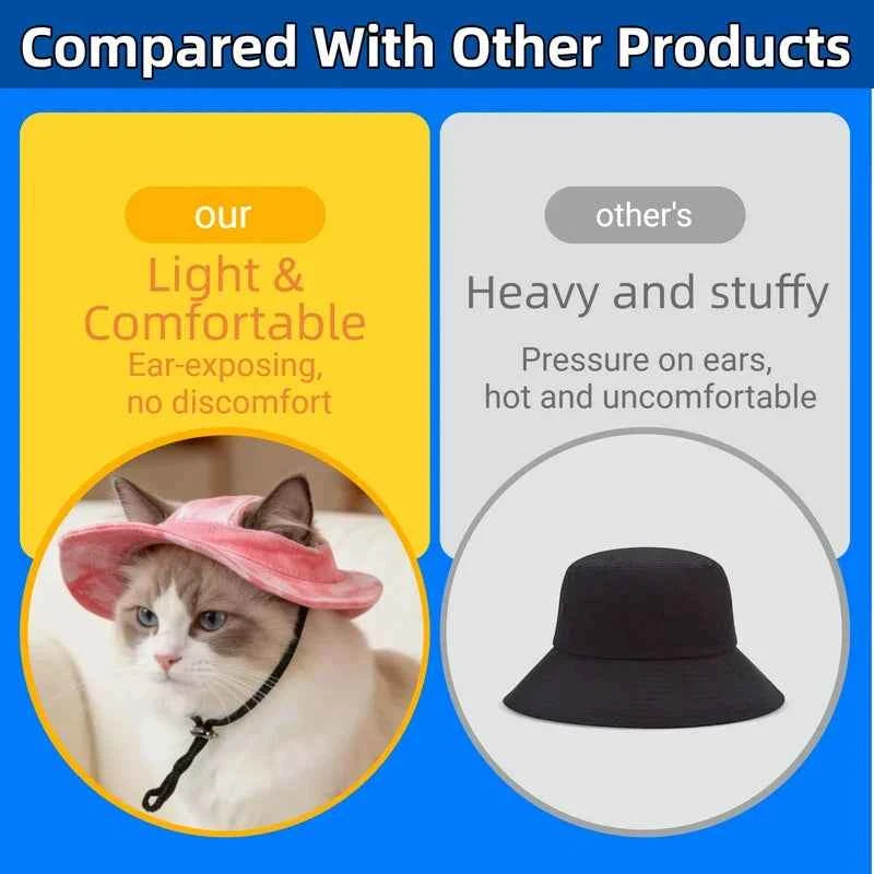 Pet cat fishing hat - Fashionable and cute. Essential for your cat's summer outdoor outfit.