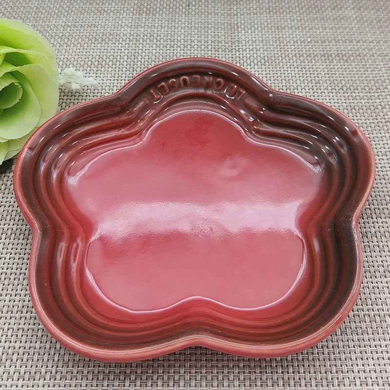 14cm Plum Blossom Small Plate Sauce Plates French Cool Color Cake Dish Gradual Spit Bone Dishs Tableware Ceramic Dessert