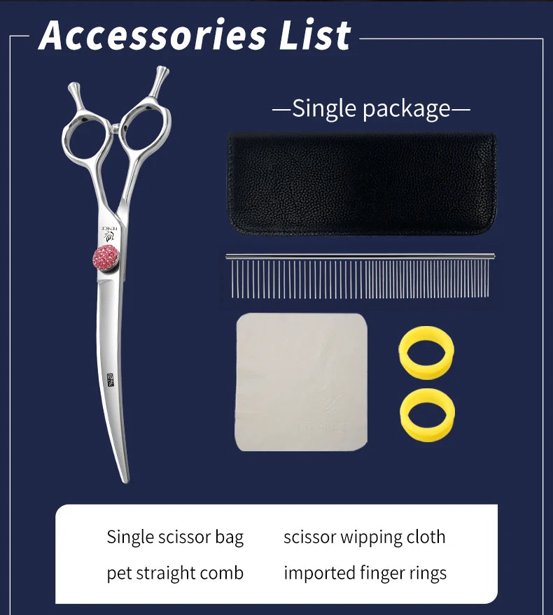 Fenice 6.5/7.0 inch High-end JP440C Alloy Steel Diamond Screw Grooming for Dogs Scissors Shears Kit for Dog Groomers