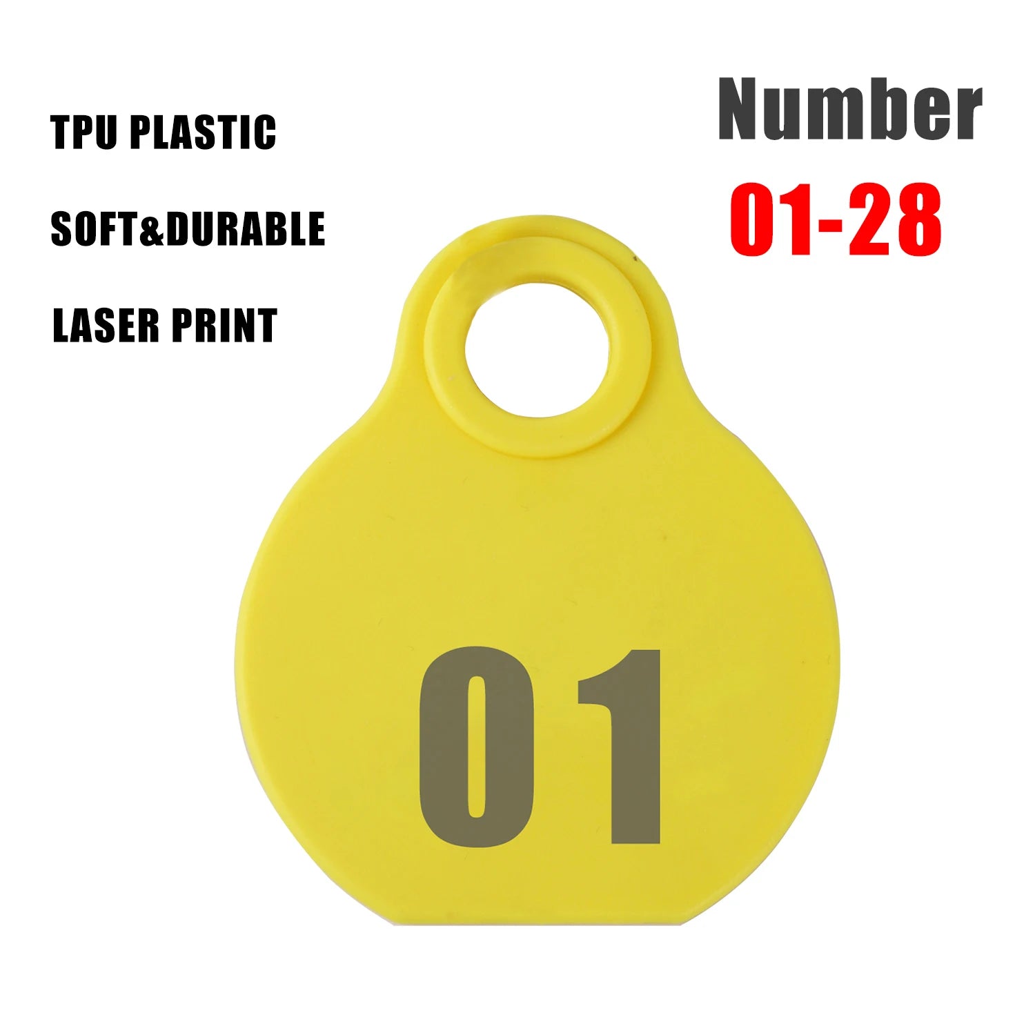 28 Pcs Farm Sheep Calf Sheep Animal Tag With Double Sided Numbers 01-84 Adjustable Pet Livestock Tag Collar Marking Label Collar