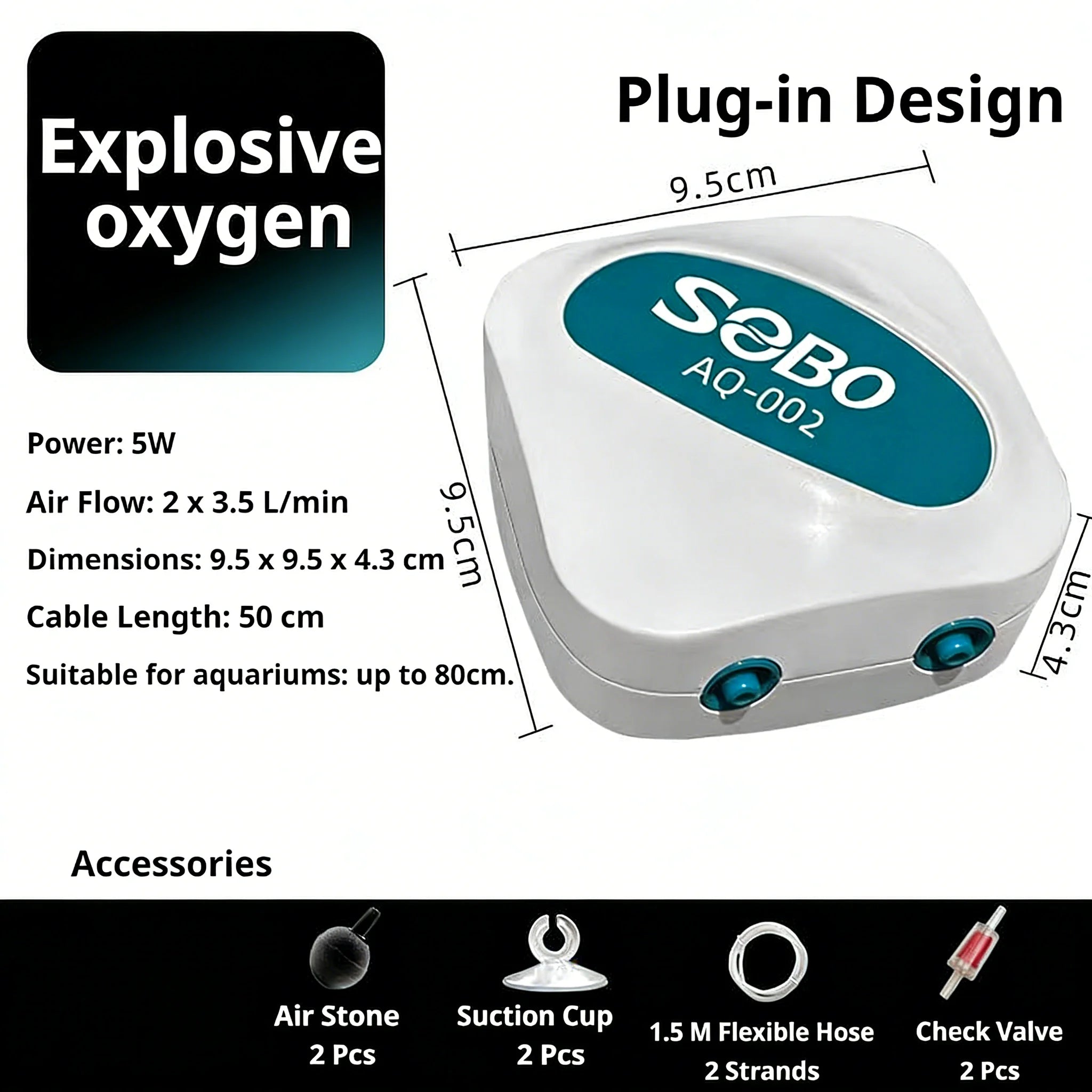 Aquarium Oxygen Air Pump Fish Tank Adjustable Air Volume High Power Oxygenator Air Compressor Aerator 220v