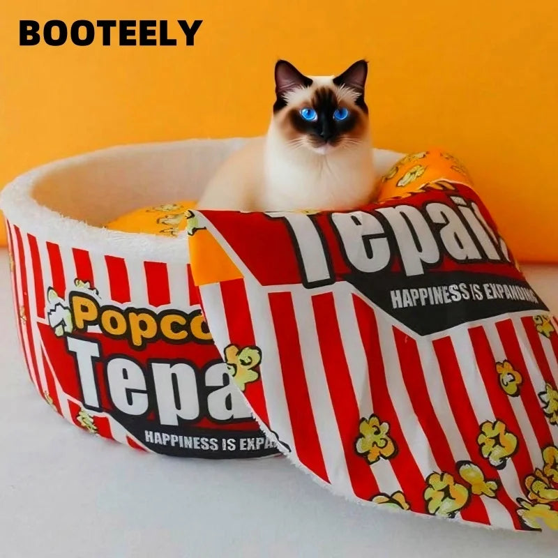 New Cat Nest Closed Sense of Security Winter Warm Popcorn Sleep Nest Winter Cat Sleeping Pet Supplies - Play Paws Toys