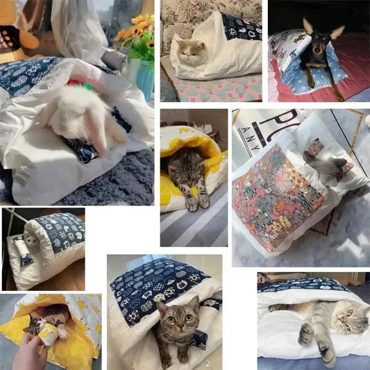 Kawaii Removable Cats Bed House Home Supplies Products for Adult Cats Large Pet Dog Bed Cat's House Cave Comfortable  Food Cute - Play Paws Toys