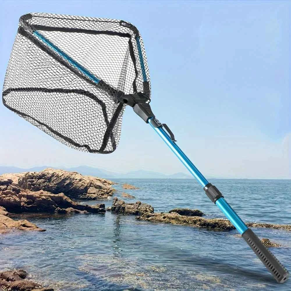1pc Fishing Net Aluminum Alloy Retractable Triangular Telescopic Folding Fishing Net Folding Fishing Net with Telescopic Pole