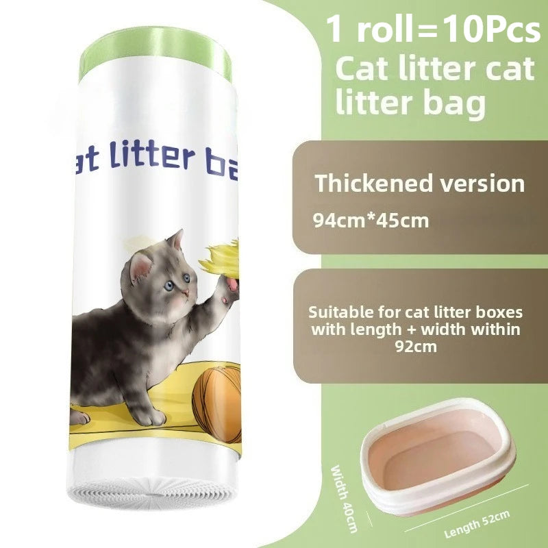 1/2/5 Rolls Heavy Duty Litter Pan Poop Bags with Drawstring Extra Thick Jumbo Cat Litter Box Liner Bags 37x18 inch