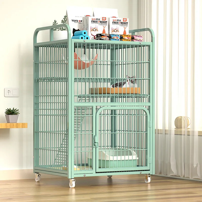 Large Metal Cat Cage with Wheels Multi-Level Pet Playpen Indoor Cat Kennel with Platforms and Ramps for Kittens and Adult Cats - Play Paws Toys