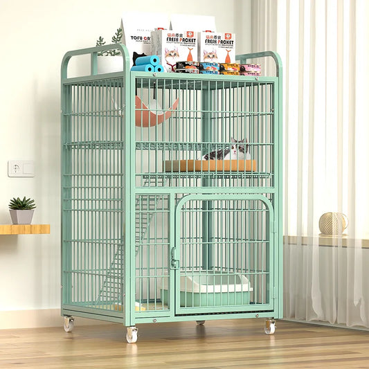 Large Metal Cat Cage with Wheels Multi-Level Pet Playpen Indoor Cat Kennel with Platforms and Ramps for Kittens and Adult Cats - Play Paws Toys