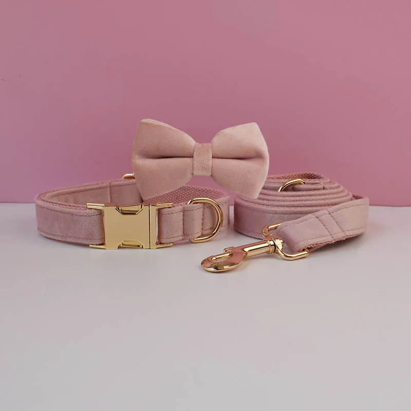 Velvet Collar Free Engrave Dog Collar Leash For Medium Big Pet Necklace Dog Accessories Dog Collars