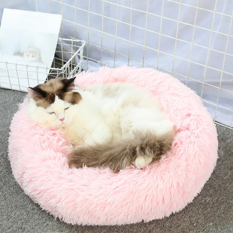 Super Soft Pet Cat Bed Plush Full Size Washable Calm Bed Donut Bed Comfortable Sleeping Artifact Suitable For Winter - Play Paws Toys