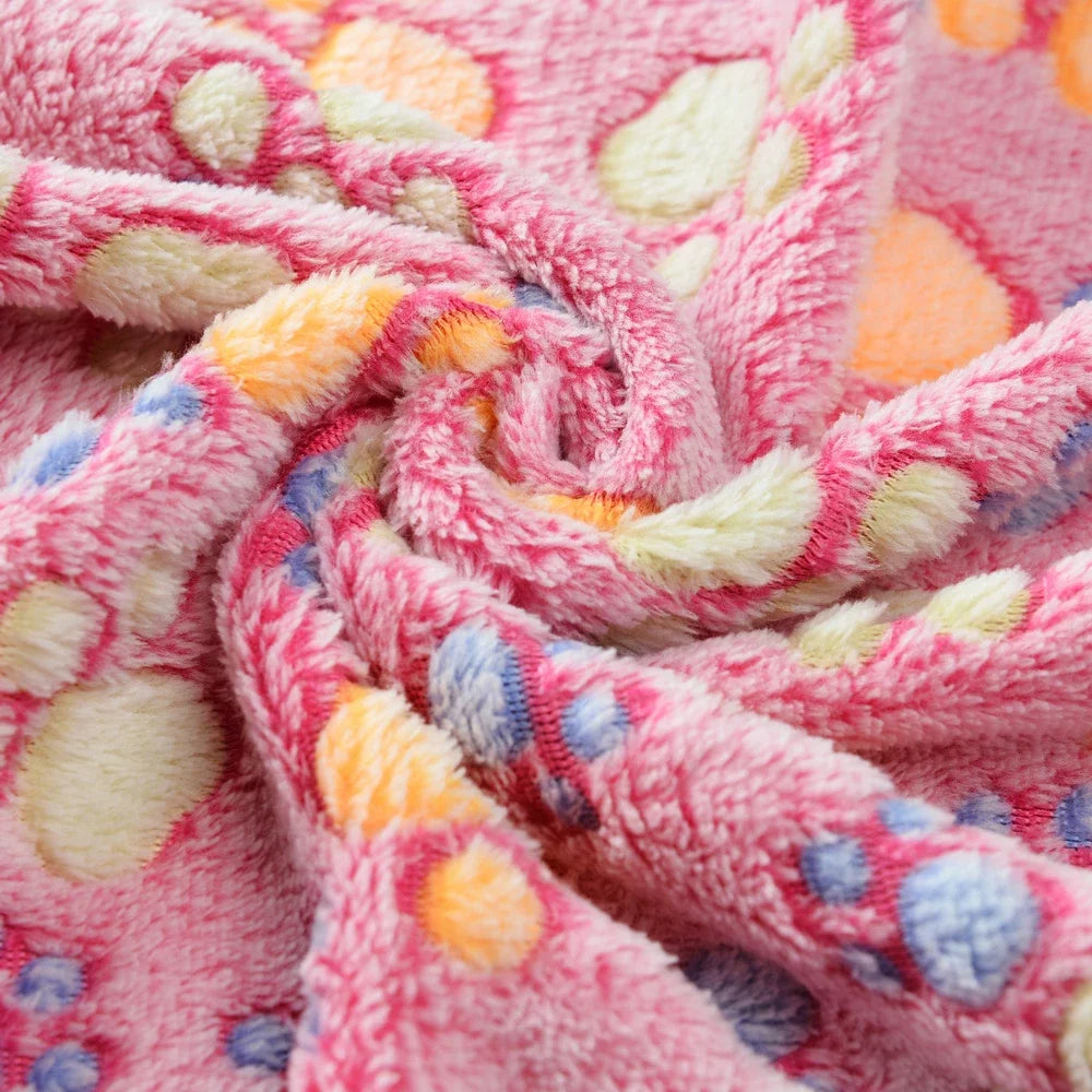 Warm Pet Cat Blanket Autumn Winter Cozy Thicken Fleece Kitten Footprint Bed Mat for Small Medium Big Cats Dog Chihuahua Supplies - Play Paws Toys