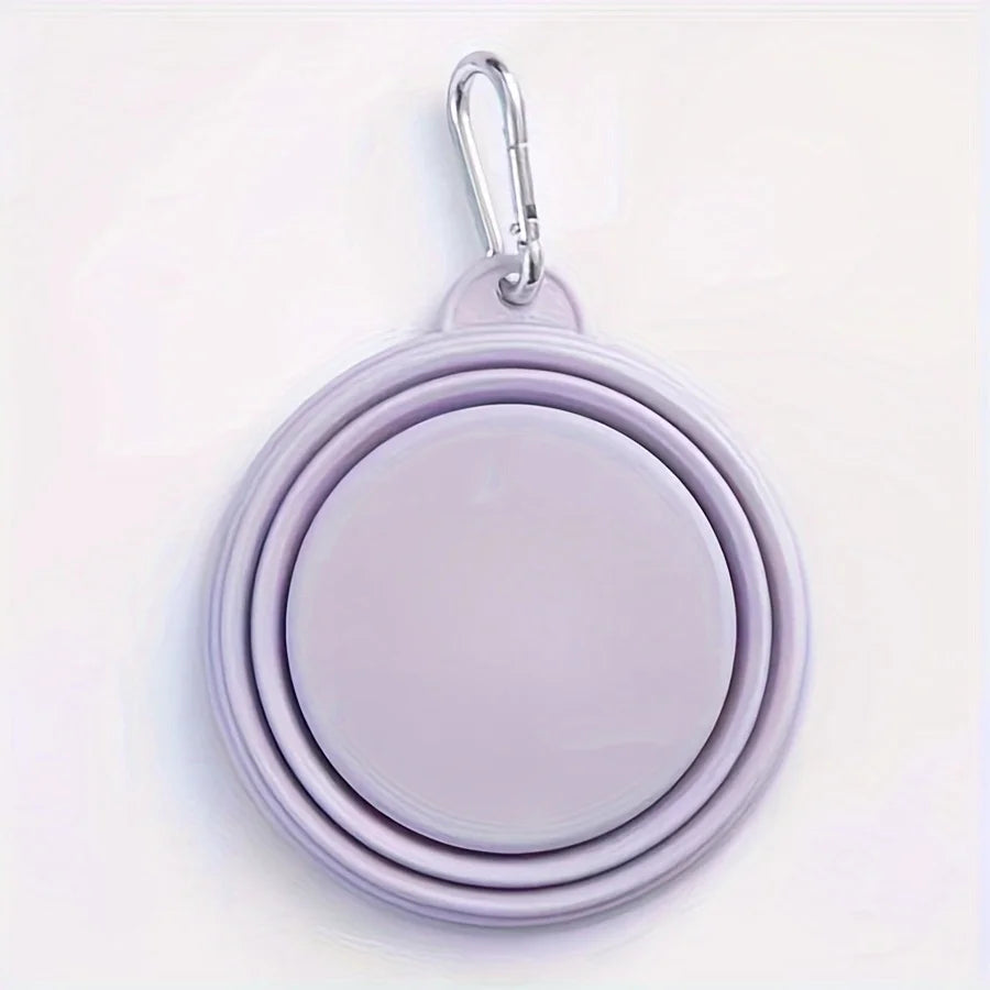 Hanging Dog Pet Folding Silicone Bowl 350ml Outdoor Travel Portable Food Water Container Feeding Tray Bowl Macaron Color Supplie
