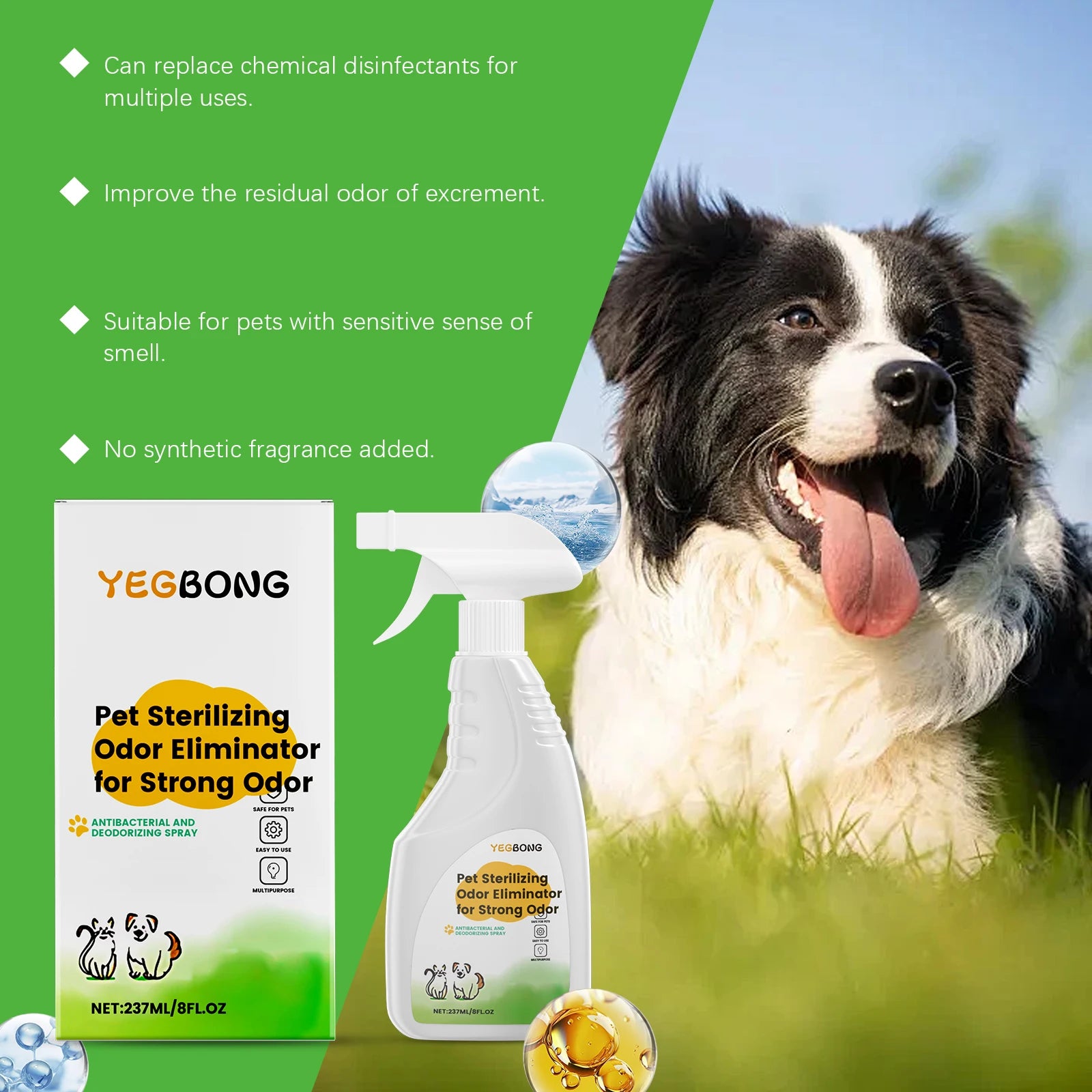 Pet Odor Eliminator Spray for Cat Dog Urine Accidents on Carpet Furniture Natural Deodorizing Mist with No Synthetic Fragrance