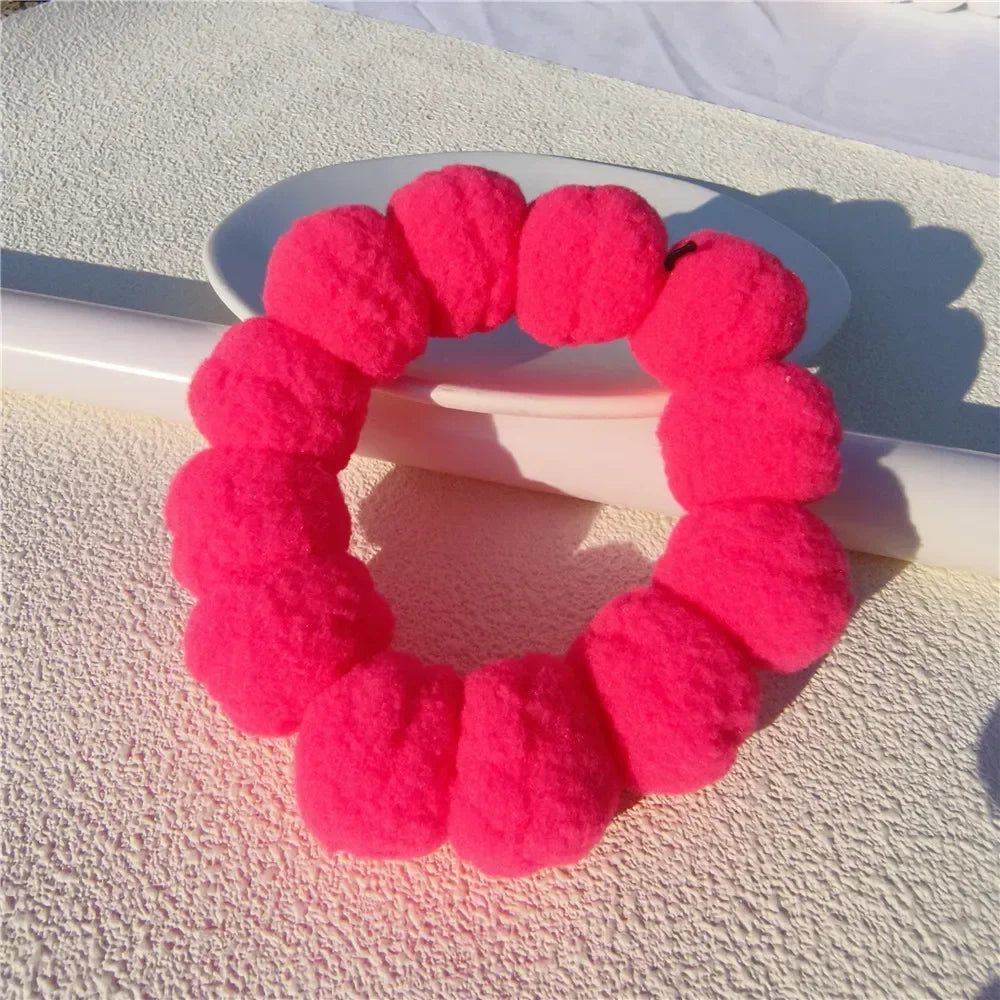 New Soft 3cm Plush Ball Handmade Pet Dog Collar Cartoon Solid Color Cat Necklace Decoration Poodle Samoyed Bichon Accessories