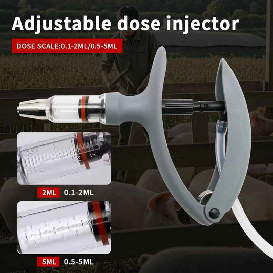 1 Pc 2ml / 5ml Animal Continuous Syringe Veterinary Injection Catheter Chicken Feeding Vaccine Device Free Needle Farm Tool